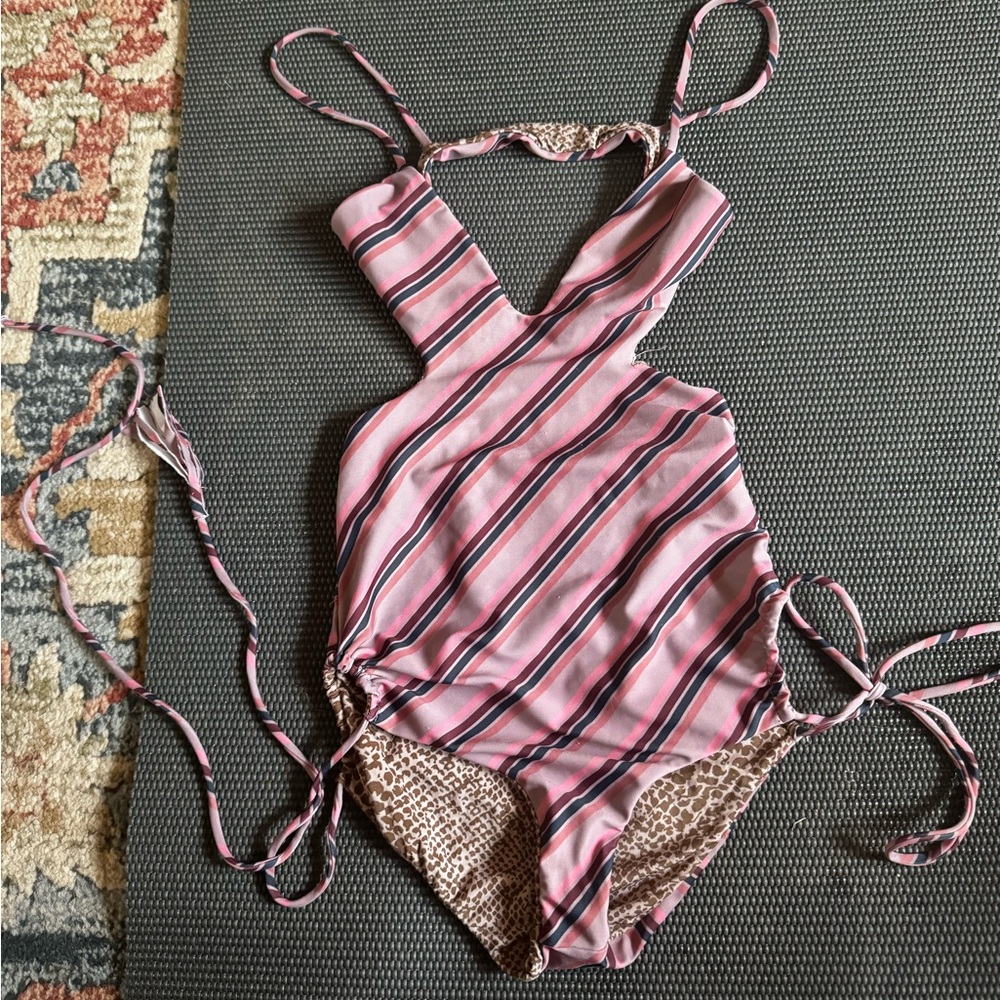 Petite size Acacia striped one piece